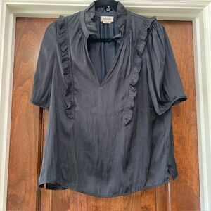 Zadig & Voltaire Women's Black Talino Satin Tie Neck Blouse Sz S *missing tie